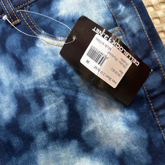 Cellblock 13 Men's Axis Blue Tie-Dye Zipper Shorts - Picture 2 of 3